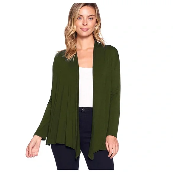 Olive Green Waterfall Cardigan. Size: XL - Picture 1 of 6